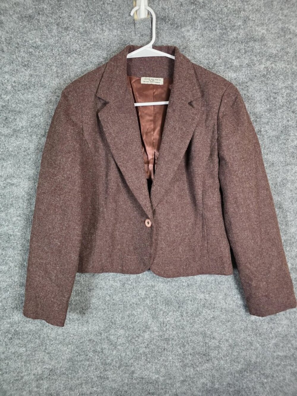 Pendleton Blazer Womens 10 Brown Tweed Lined One Button Cropped Jacket Workwear